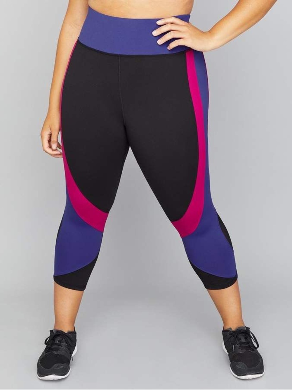 Lane Bryant LIVI Colorblock Capri Leggings Mesh Purple Magenta Plus Size 18 20